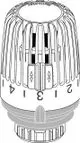 Thermostat-Kopf in Weiß von IMI Hydronic Engineering, mit verstellbaren Skalen von 1 bis 5, zur Regelung von Heizkörpern in verschiedenen Anwendungen.